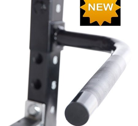 Diamond Grip Black Half Rack Dip Bar Attachment | Powertec | Home Gym Equipment | Ultimate Strength Building Machines