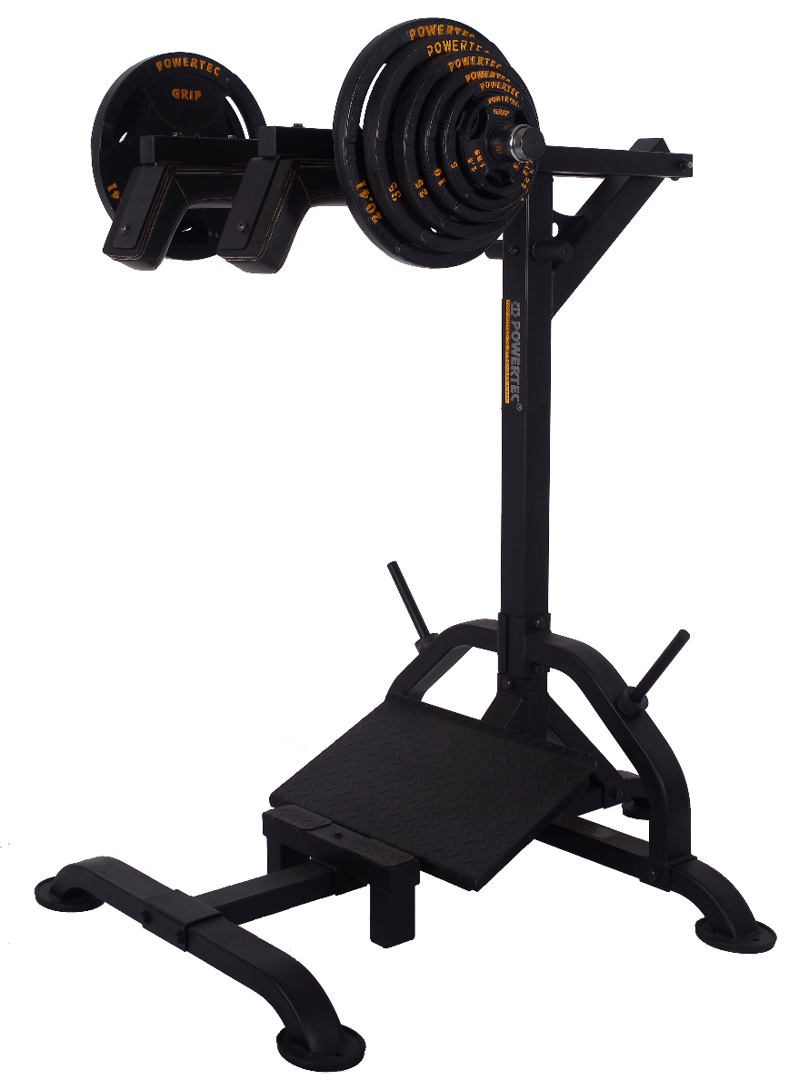 Plate Loaded Levergym® Squat/Calf (Angled View) | Powertec | Home Gym Equipment | Ultimate Strength Building Machines