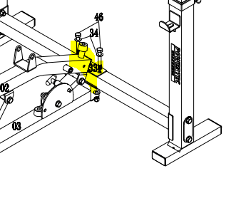 Workbench® Short Cross Bar (WB-OB16) Olympic Bench Before 2015 Assembly Schematic | Powertec | Home Gym Equipment